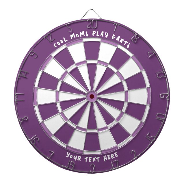 "COOL MOMS PLAY DARTS" w/ Custom Colours & Text Dartboard (Front)