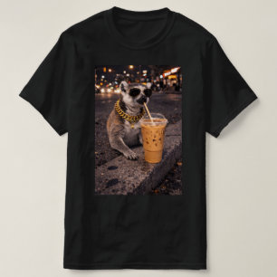 Cool Mongoose Drinking Iced Coffee Funny Animal T-Shirt