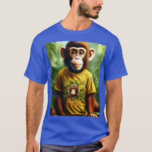 Cool Monkey Art Men’s T-Shirt Trendy Blue Graphi