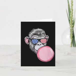 Cool Monkey With American Flag Sungles 4th Of July Card