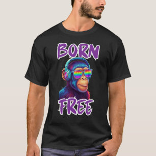 Cool Monkey with Headphones Illustration T-Shirt