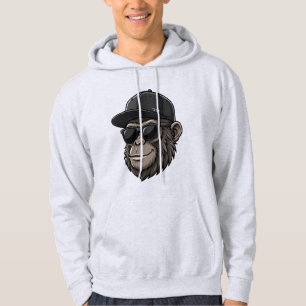 Cool Monkey with Sunglasses and Cap Graphi Hoodie