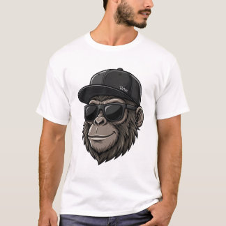 Cool Monkey with Sunglasses and Cap Graphic Tee