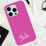 Cool Monochrome Pink Trendy Script Monogram  iPhone 15 Pro Case<br><div class="desc">Elevate your tech style with our Cool Monochrome Pink Trendy Script Monogram iPhone 15 Pro Case – a perfect blend of personalisation and modern design. This monogram phone case is not just a protective accessory; it's a stylish statement. The trendy script monogram, customised with your initials, adds a touch of...</div>