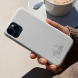 Cool Monochrome White Modern Script Monogram iPhone 15 Pro Case<br><div class="desc">The Cool Monochrome White Modern Script Monogram Personalised Phone Case offers a blend of style and personalisation with key attributes tailored to meet your needs. This phone case stands out with its monochrome white design and modern script monogram, making it a sleek and elegant accessory. Key features of this phone...</div>