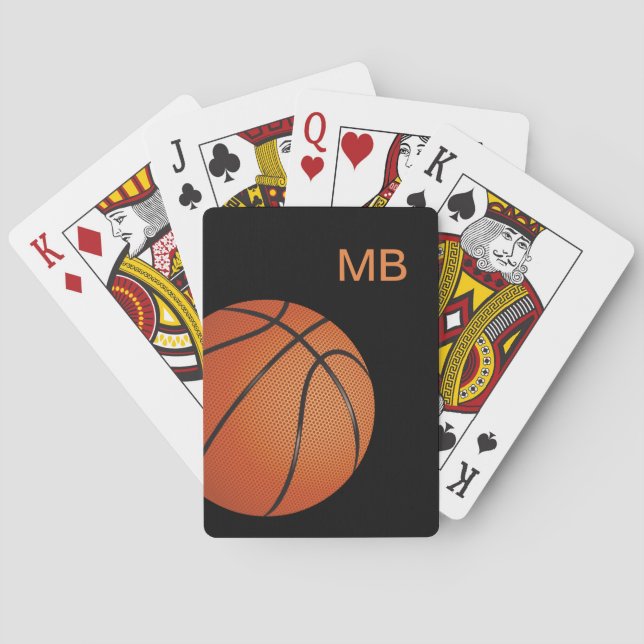 Cool Monogram Basketball Theme Poker Playing Cards (Back)