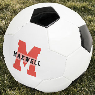 Cool Monogram Custom Name Classic Red Black Football