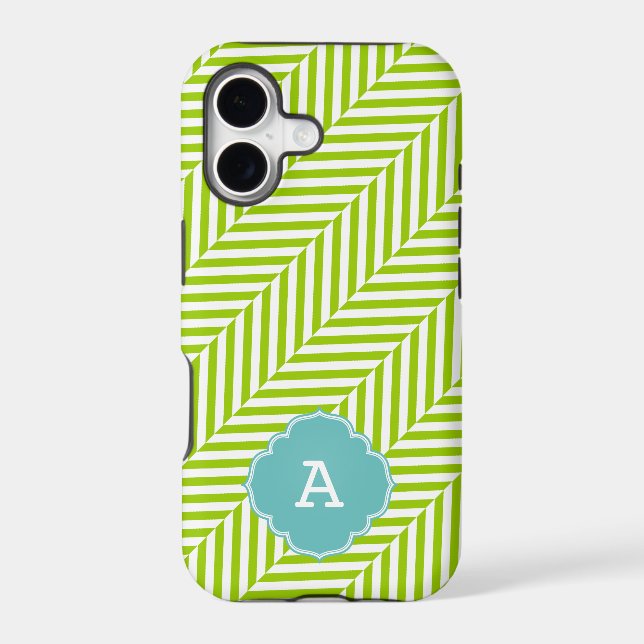 COOL monogram herringbone pattern lime turquoise (Back)