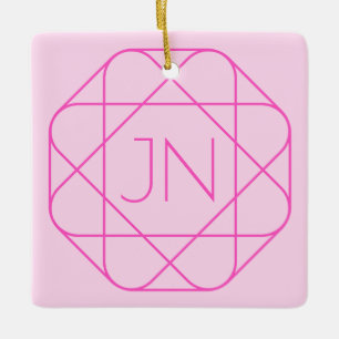 Cool Monogram, Hip Logo Style   Pink & Magenta Ceramic Ornament
