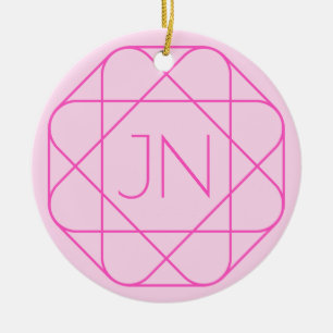 Cool Monogram, Hip Logo Style   Pink & Magenta Ceramic Tree Decoration