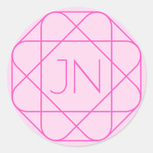 Cool Monogram, Hip Logo Style   Pink & Magenta Classic Round Sticker
