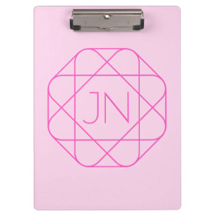 Cool Monogram, Hip Logo Style Pink & Magenta Clipboard