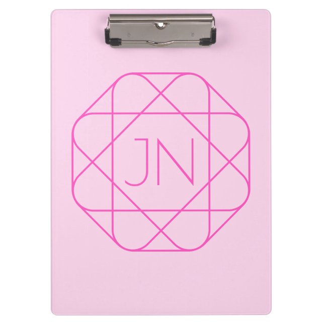 Cool Monogram, Hip Logo Style | Pink & Magenta Clipboard (Front)