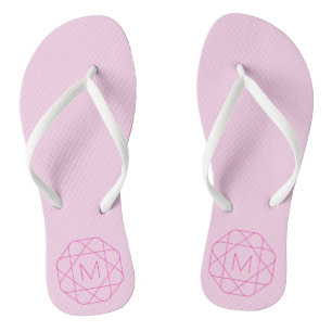 Cool Monogram, Hip Logo Style Pink & Magenta Flip Flops