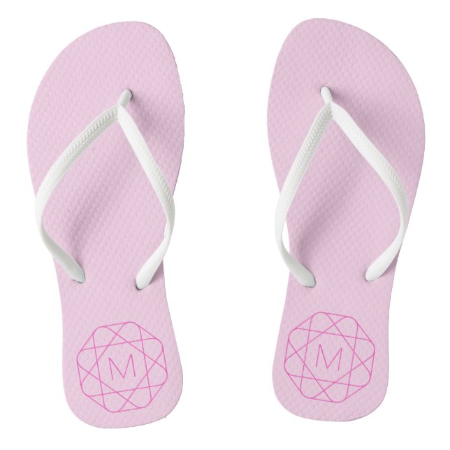 Cool Monogram, Hip Logo Style | Pink & Magenta Flip Flops (Footbed)