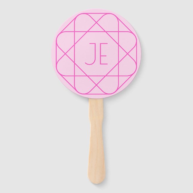 Cool Monogram, Hip Logo Style | Pink & Magenta Hand Fan (Front)
