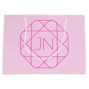 Cool Monogram, Hip Logo Style   Pink & Magenta Large Gift Bag