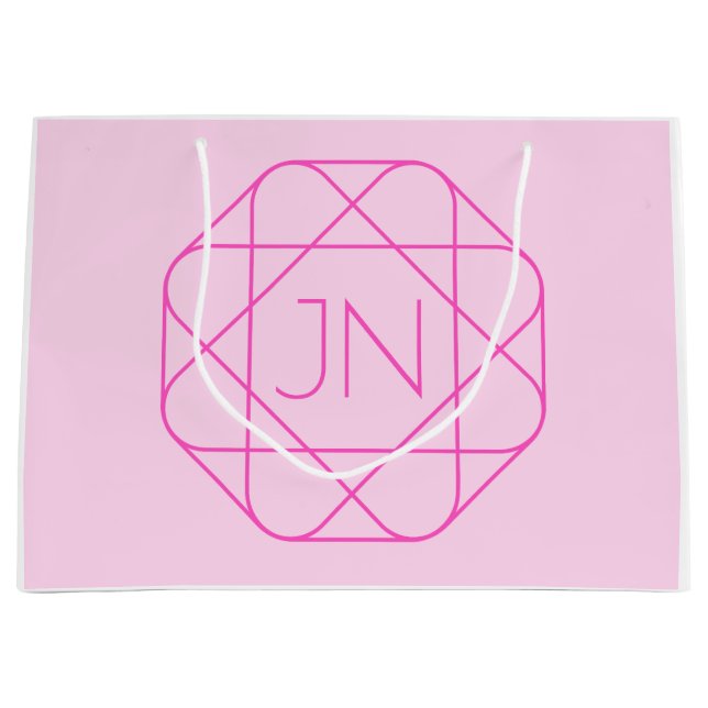 Cool Monogram, Hip Logo Style | Pink & Magenta Large Gift Bag (Front)