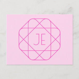 Cool Monogram, Hip Logo Style   Pink & Magenta Postcard