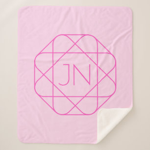 Cool Monogram, Hip Logo Style   Pink & Magenta Sherpa Blanket