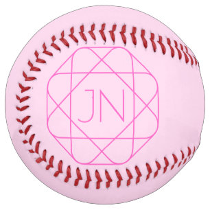 Cool Monogram, Hip Logo Style Pink & Magenta Softball