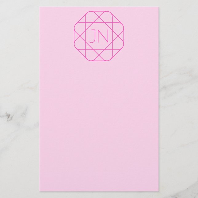 Cool Monogram, Hip Logo Style | Pink & Magenta Stationery (Front)