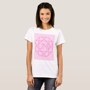 Cool Monogram, Hip Logo Style Pink & Magenta T-Shirt