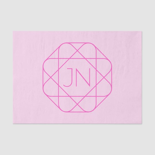 Cool Monogram, Hip Logo Style | Pink & Magenta Tissue Paper (Front)