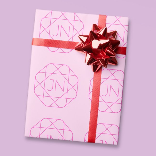 Cool Monogram, Hip Logo Style | Pink & Magenta Wrapping Paper (Creator Uploaded)
