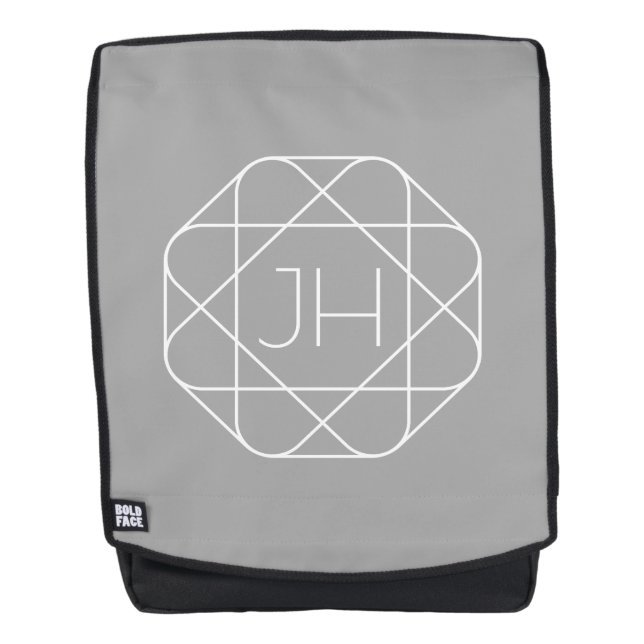 Cool Monogram, Hip Logo Style Vibe | Grey & White Backpack (Front)