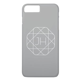 Cool Monogram, Hip Logo Style Vibe   Grey & White iPhone 8 Plus/7 Plus Case