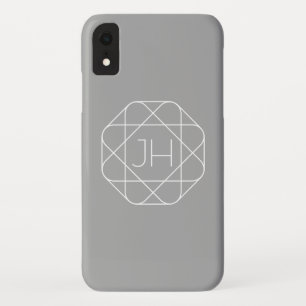 Cool Monogram, Hip Logo Style Vibe   Grey & White iPhone XR Case