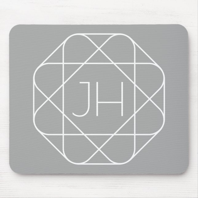 Cool Monogram, Hip Logo Style Vibe | Grey & White Mouse Mat (Front)