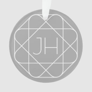 Cool Monogram, Hip Logo Style Vibe   Grey & White Ornament