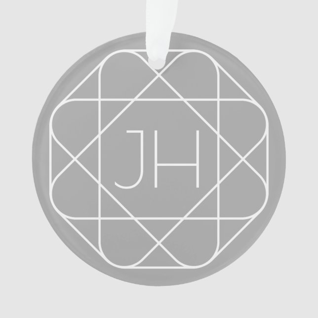Cool Monogram, Hip Logo Style Vibe | Grey & White Ornament (Front)