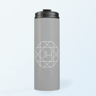 Cool Monogram, Hip Logo Style Vibe   Grey & White Thermal Tumbler