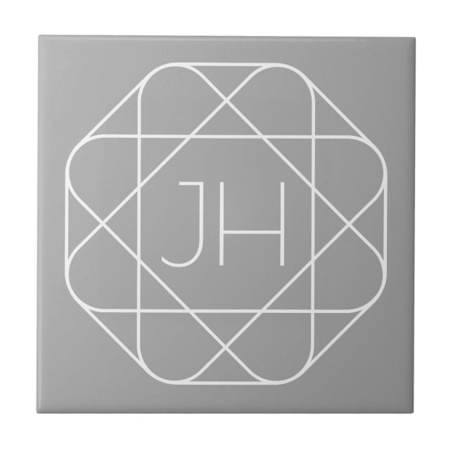 Cool Monogram, Hip Logo Style Vibe | Grey & White Tile (Front)