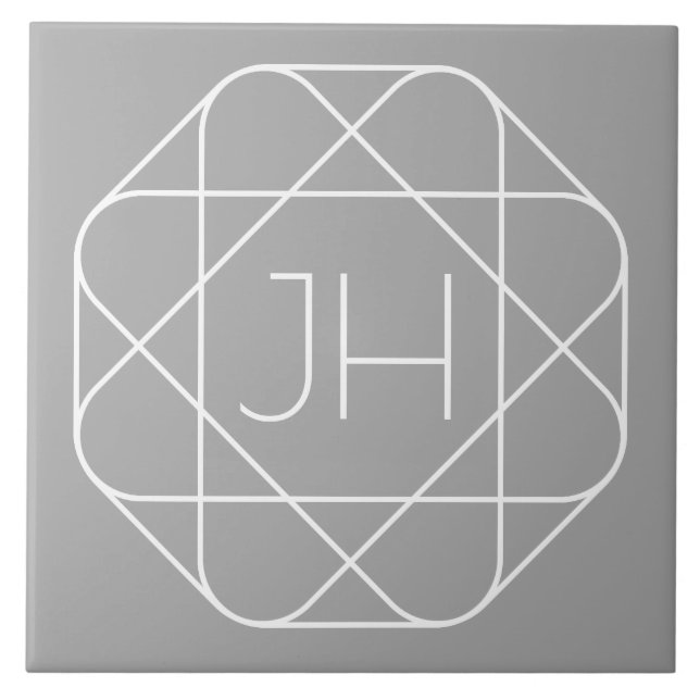 Cool Monogram, Hip Logo Style Vibe | Grey & White Tile (Front)