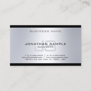 Cool Monogram Silver Modern Plain Luxury Elegant Business Card