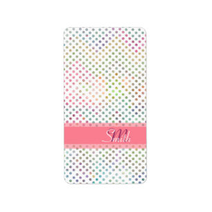 Cool monogram watercolours polka dots pattern label