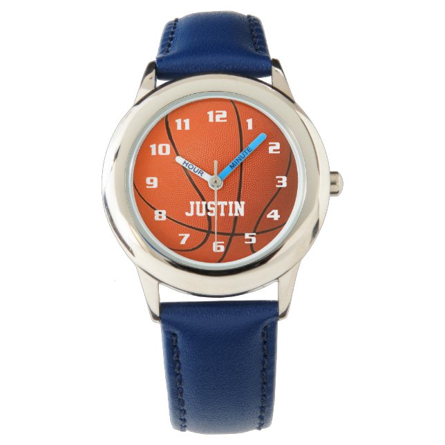 Cool Monogram with Name Awesome fun Basketball Watch (Front)