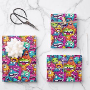 Cool monster party unisex kids  wrapping paper sheet