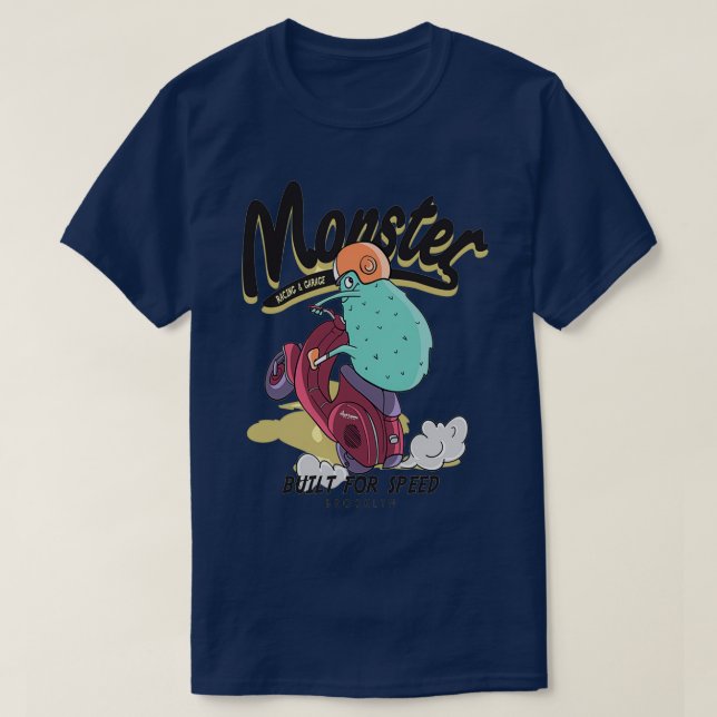 cool monster riding a motorcycle 2 T-Shirt (Design Front)