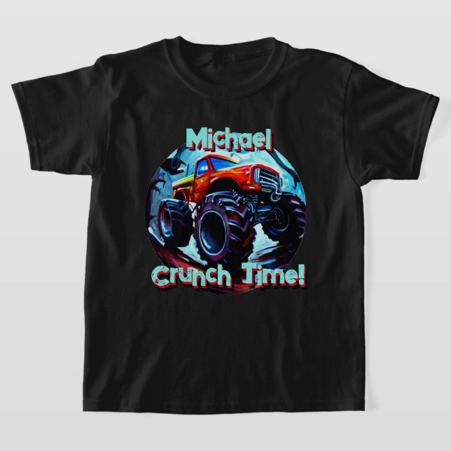 Cool Monster Truck  Crunch Time T-Shirt (Laydown)