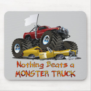 Cool Monster Truck Crushing a Car Drawing Mouse Mat
