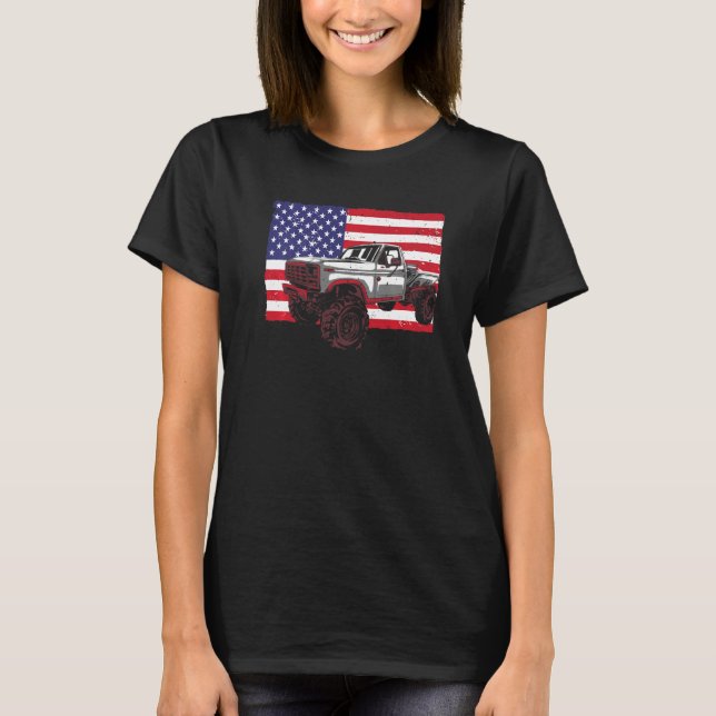 Cool Monster Truck For Men Women Kids Patriotic 4t T-Shirt (Front)