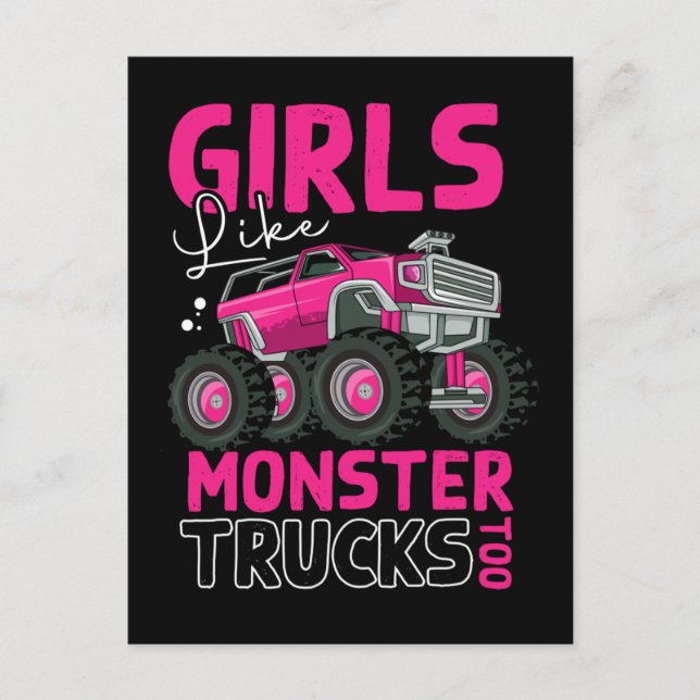 Cool Monster Trucks Girls Monster Truck Postcard (Front)