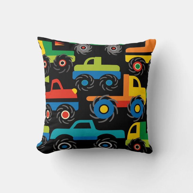 Cool Monsters Trucks Transportation Gifts for Boys Cushion (Front)