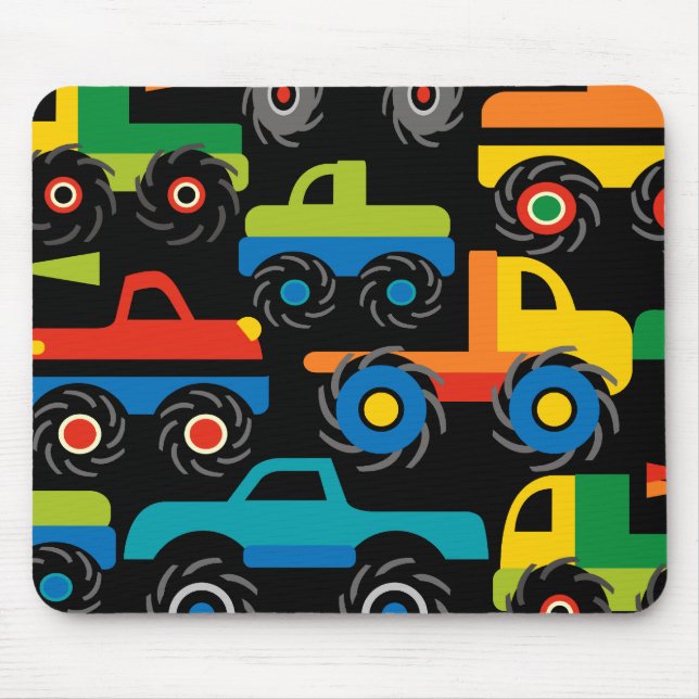 Cool Monsters Trucks Transportation Gifts for Boys Mouse Mat (Front)