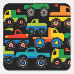 Cool Monsters Trucks Transportation Gifts for Boys Square Sticker